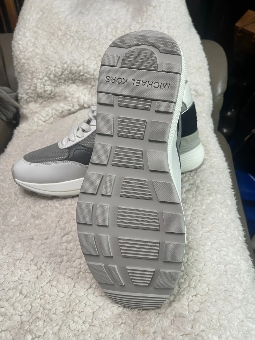 MICHAEL Michael Kors Men's White & Gray Mesh Leather Sneakers